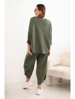 Komplet bavlněný mikina + kalhoty khaki