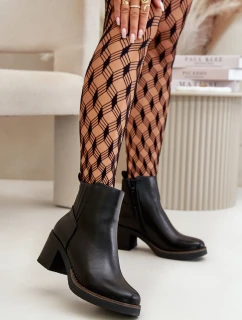 Zateplené dámské boty na podpatku eko kůže černé Irittes