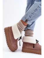 Šnekové na platformě s kožešinou bežová Olimuka