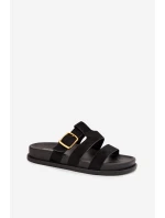 Dámské pantofle s pásky a zlatým sponem Černé Ulirissa