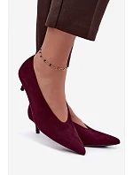 Bordové semišové lodičky na kitten heel Nuretta Bordové semišové lodičky na kitten heel Nuretta