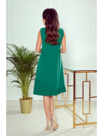 Trapézové šaty s asymetrickým řasením Numoco KARINE - zelené