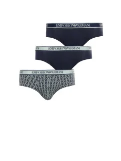 Pánské slipy 3Pack 112132 4R717 tm. modré se zelenou - Emporio Armani