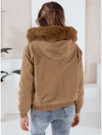 Dámská zimní bunda VESSADA krátká s kožešinou světle hnědá FashionStreet TY5061