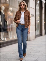 Dámské džíny s rozšiřujícími se nohavicemi a páskem, modré, FashionStreet UY3132 Dámské džíny s rozšiřujícími se nohavicemi a páskem, modré, FashionStreet UY3132