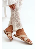 Dámské sandály na ploché podrážce z ekokůže S.Barski KV27-002 Bežové Dámské sandály na ploché podrážce z ekokůže S.Barski KV27-002 Bežové