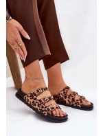 Dámské Pantofle S Pásky A Přezkami V Leopardím Vzoru Hnědé Uliri
