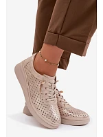 Kožené Ažurové Dámské Polobotky Vinceza 79603 Zlaté