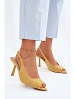 Dámské sandály na podpatku Eko semiš žluté Sevina
