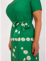 Dámské šaty plus size LK SK 505731.84 Zelená s potiskem - FPrice Dámské šaty plus size LK SK 505731.84 Zelená s potiskem - FPrice