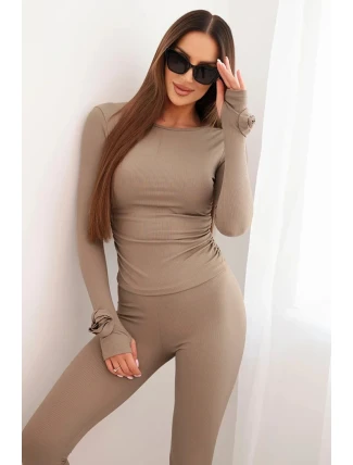 Dámský komplet z pruhované viskózy s dlouhým rukávem a legínami fango Dámský komplet z pruhované viskózy s dlouhým rukávem a legínami fango