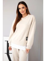 Dámská souprava s máslovou mikinou a volnými tepláky béžový