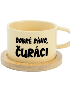 DOBRÉ RÁNO, ČURÁCI - žlutý hrníček makronka 200 ml