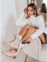 Dámské semišové šněrovací boty béžové FashionStreet ZY1235 Dámské semišové šněrovací boty béžové FashionStreet ZY1235