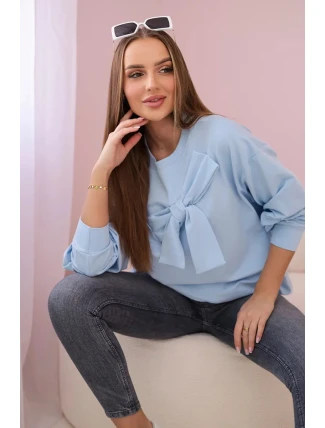 Bavlněná halenka s mašlí modrý Bavlněná halenka s mašlí modrý