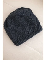 Dámská zimní čepice z vlny s ozdobným vzorem K403 grafitová