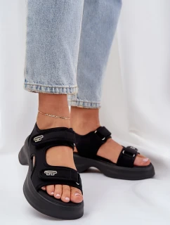 Textilní Lehké Sandály Na Platformě Černé Deniffia
