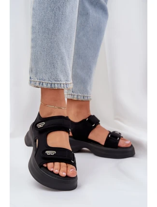 Textilní Lehké Sandály Na Platformě Černé Deniffia