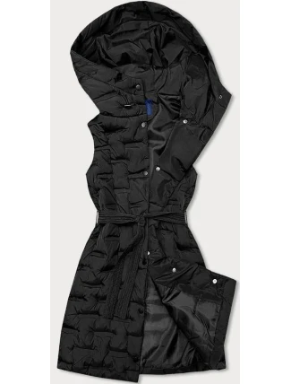 Dlouhá černá dámská vesta s páskem (JIN217) Dlouhá černá dámská vesta s páskem (JIN217)