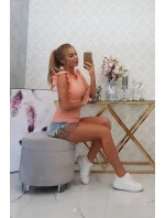 Halenka s volánky broskvová