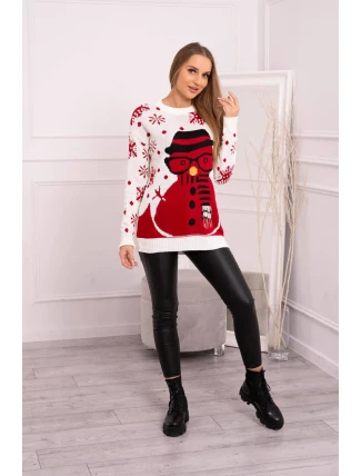 Vánoční svetr se sněhulákem v barvě ecru Vánoční svetr se sněhulákem v barvě ecru