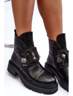 Boty Na Plochém Podpatku A Platformě Sztyblety Černé Linestta Boty Na Plochém Podpatku A Platformě Sztyblety Černé Linestta