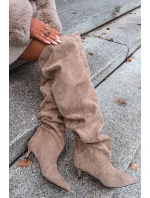 Nazouvací dámské kozačky na jehlovém podpatku Ysolienne – béžové Nazouvací dámské kozačky na jehlovém podpatku Ysolienne – béžové