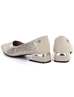 Dámská kožená prolamovaná obuv béžová Vinceza 99201