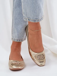 Baleríny Na Ploché Podešvi S Ozdobou Zlaté Ainoria