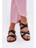 Dámské Ploché Sandály S Pásky Černé Sergio Leone SK087H