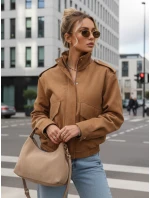 Dámská semišová velbloudí bunda typu bomber FashionStreet TY5572