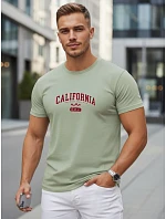 Pánské bavlněné tričko s potiskem „California“, zelené, FashionStreet NX5140R