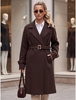 Elegantní dámský kabát s přiléhavým střihem a hnědým páskem FashionStreet NY0794 Elegantní dámský kabát s přiléhavým střihem a hnědým páskem FashionStreet NY0794
