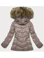 Dámská prošívaná bunda v barvě cappucciono pro přechodné období (H-205) Dámská prošívaná bunda v barvě cappucciono pro přechodné období (H-205)