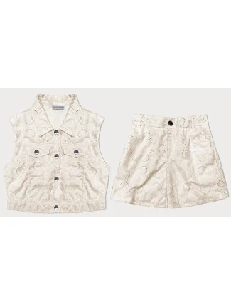 Béžový letní komplet - vesta a krátké šortky (72018)