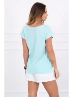 Mátová halenka s potiskem rtů