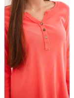 Dámská bavlněná blůza s dlouhým rukávem a knoflíky u dekoltu malinová