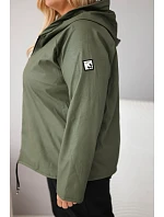 Dámská bunda Plus Size s kapucí a nastavitelným spodním okrajem khaki