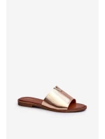 Dámské sandály z ekokože na ploché podrážce zlaté Maliha