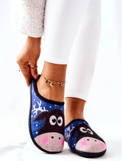Hřejivé pantofle Model Reindeer Modré Elodie