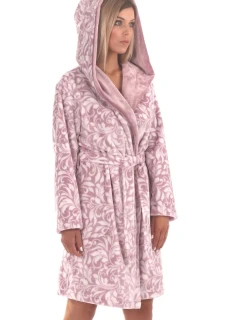 Dámský župan krátký s kapucí Flora 4856 4303 Světle fialová s bílou - Vestis