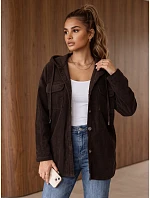 Dámská oversizeová kordová bunda s kapucí v čokoládové barvě FashionStreet TY6050 Dámská oversizeová kordová bunda s kapucí v čokoládové barvě FashionStreet TY6050
