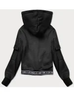 Krátká černá dámská tepláková mikina se stahovacími lemy (26030) Krátká černá dámská tepláková mikina se stahovacími lemy (26030)