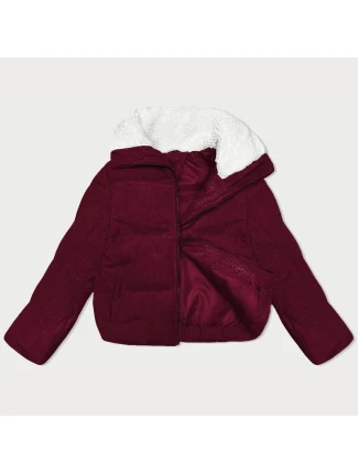 Dámská manšestrová bunda ve vínové bordó barvě s vysokým stojáčkem J Style (5M3230-1)