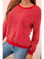 Dámská mikina s potiskem a kulatým výstřihem červený Dámská mikina s potiskem a kulatým výstřihem červený