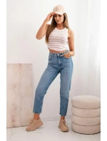 Dámská bavlněná pruhovaná bezrukávová halenka tmavě růžová Dámská bavlněná pruhovaná bezrukávová halenka tmavě růžová