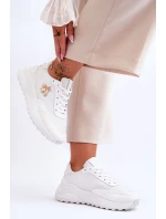 Lesklá sportovní obuv s zdobením Bíle Seneca