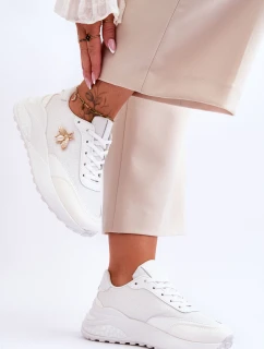 Lesklá sportovní obuv s zdobením Bíle Seneca