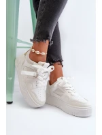 Dámské tenisky na platformě z ekokože Bílé Moun Dámské tenisky na platformě z ekokože Bílé Moun
