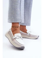 Dámské kožené mokasíny D&A TW210 Bílé